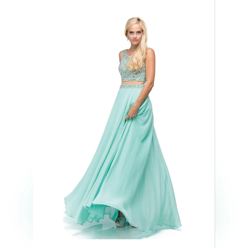 Dancing Queen Mint Green Two-Piece Prom Dress - Picture 1 of 6